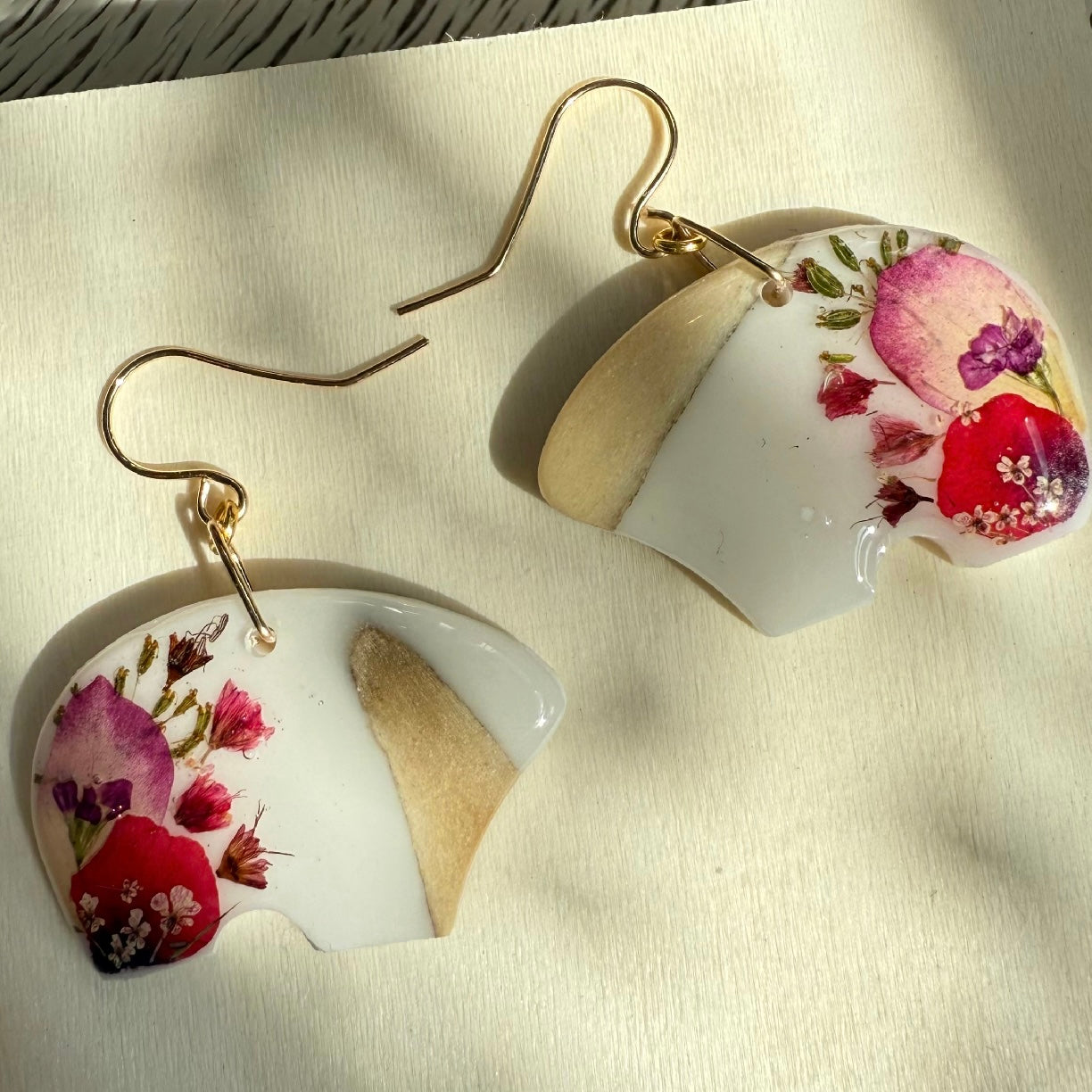 bear earrings - pink/red - small or regular size