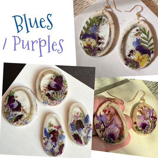 antler earrings - purple/blue