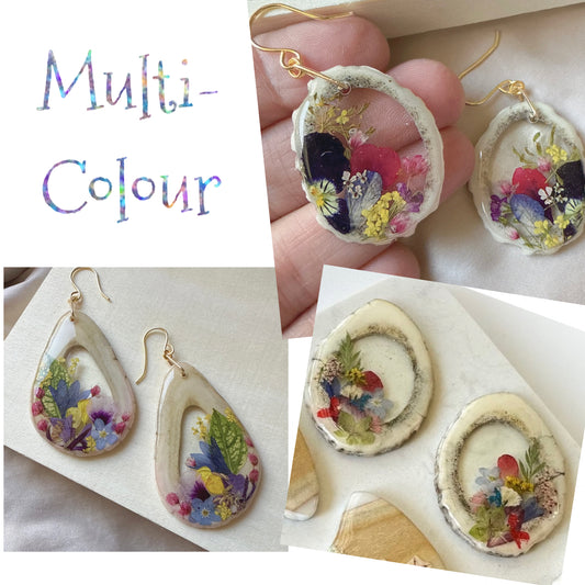 antler earrings - multi-colour