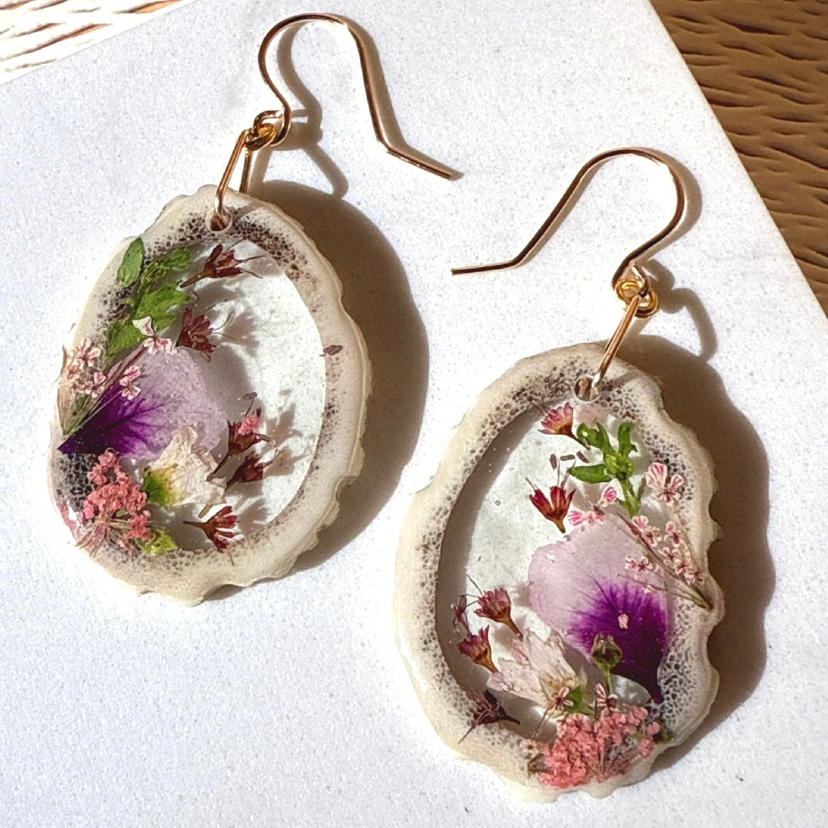 antler earrings - pink/red