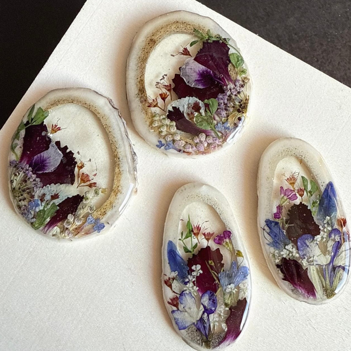 antler earrings - purple/blue