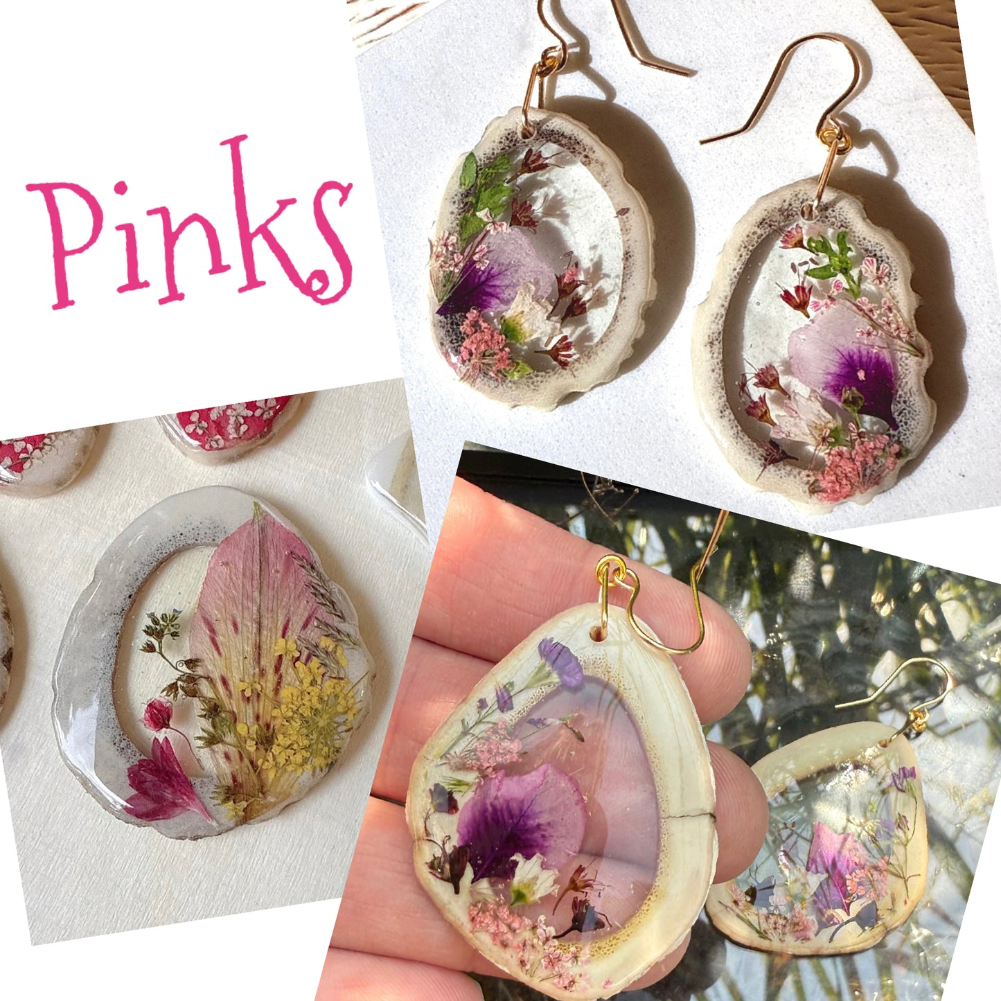 antler earrings - pink/red