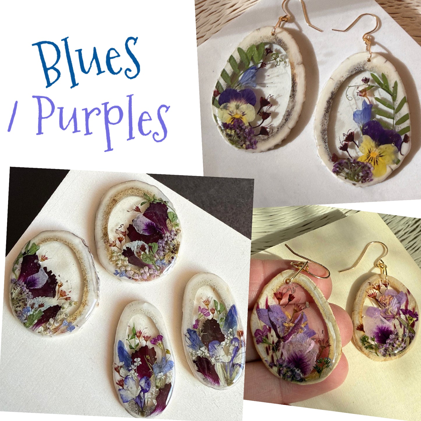 antler earrings - purple/blue