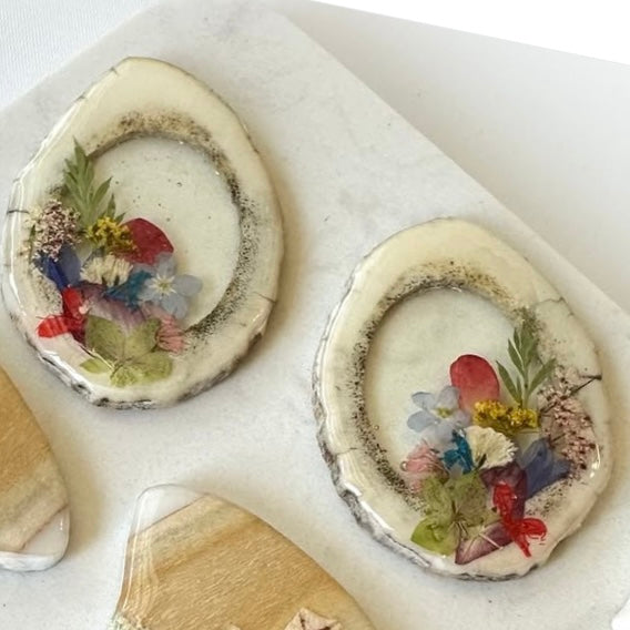 antler earrings - multi-colour