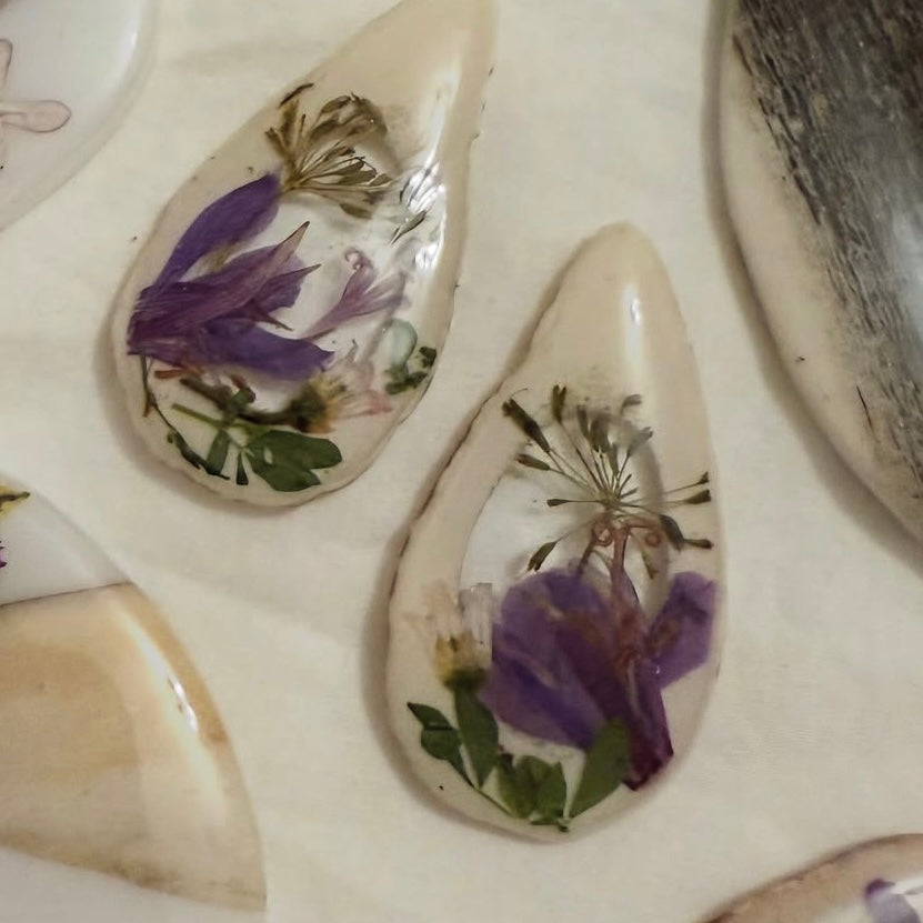 antler earrings - purple/blue