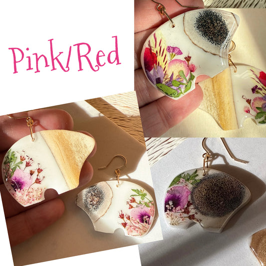 bear earrings - pink/red - small or regular size
