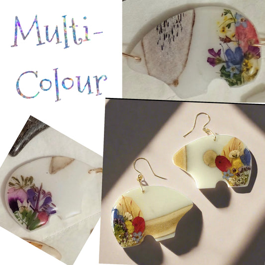 bear earrings - multi-colour - small or regular size