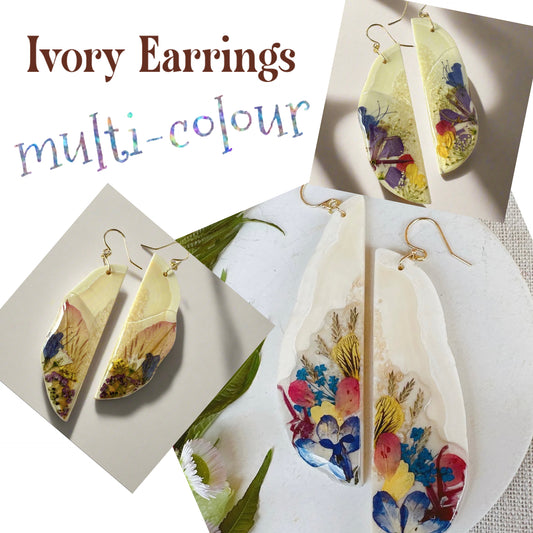 multi-colour ivory earrings (CANADA ONLY)